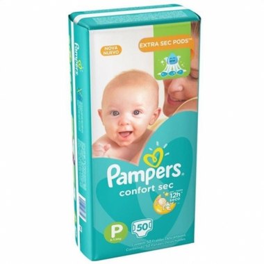 FRALDA PAMPERS CONFORT SEC MEGA P 50UN