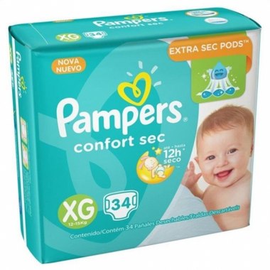 FRALDA PAMPERS CONFORT SEC MEGA XG 34UN