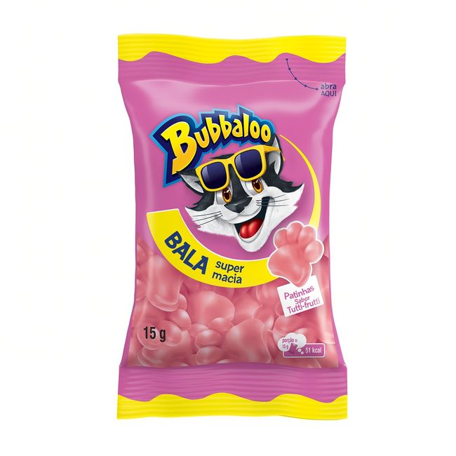 BALA BUBBALOO TUTTI FRUTTI PATINHAS 15GR