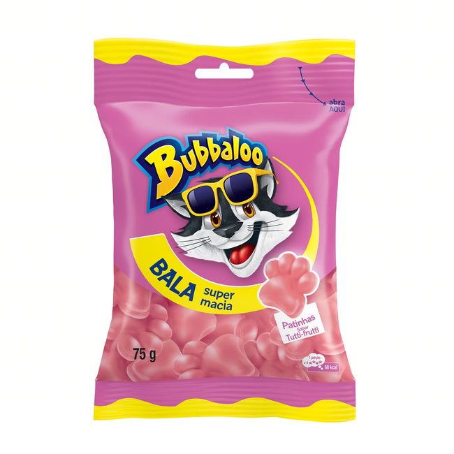 BALA BUBBALOO TUTTI FRUTTI PATINHAS 75GR