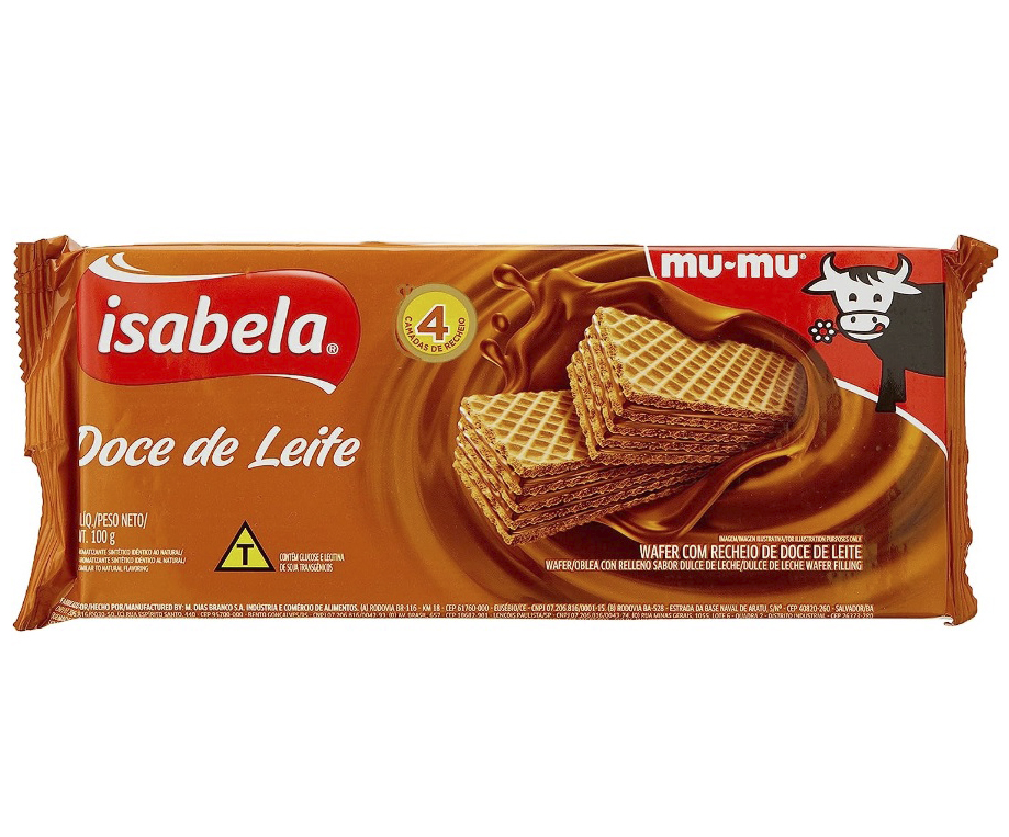 BISCOITO WAF ISABELA DOCE LEITE 100GR