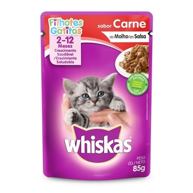 RACAO WHISKAS JUNIOR CARNE SHT 85GR