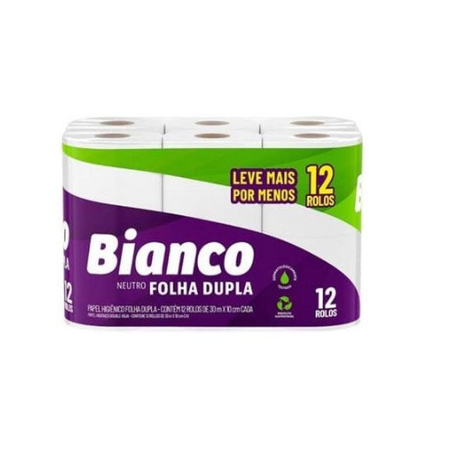 PAPEL HIG MILI FOLHA DUPLA BIANCO30M C12