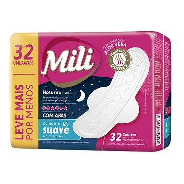 ABSORV MILI NOTURNO SUAVE C/ ABAS 32UN