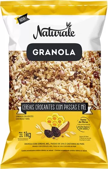 GRANOLA NATURALE PASSAS E MEL 1KG