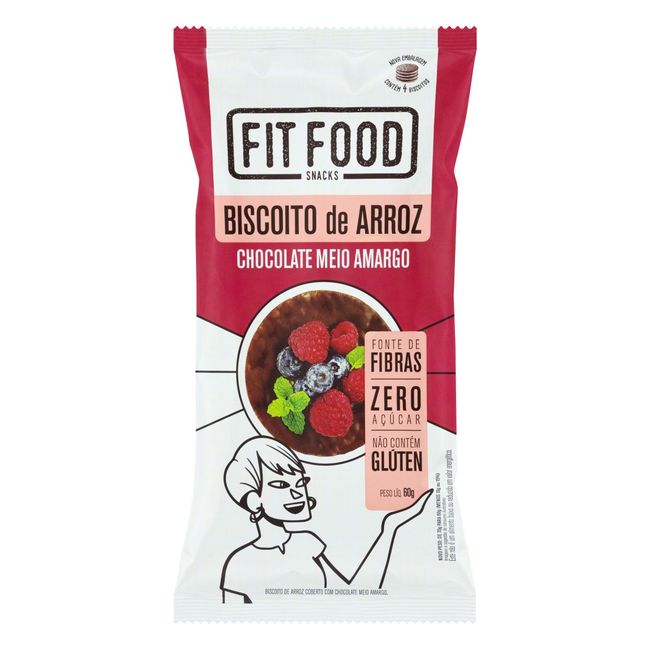 BISCOITO FIT FOOD ARROZ CHOC MEIO AM 60G